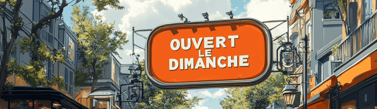 Pancarte ouvert dimanche