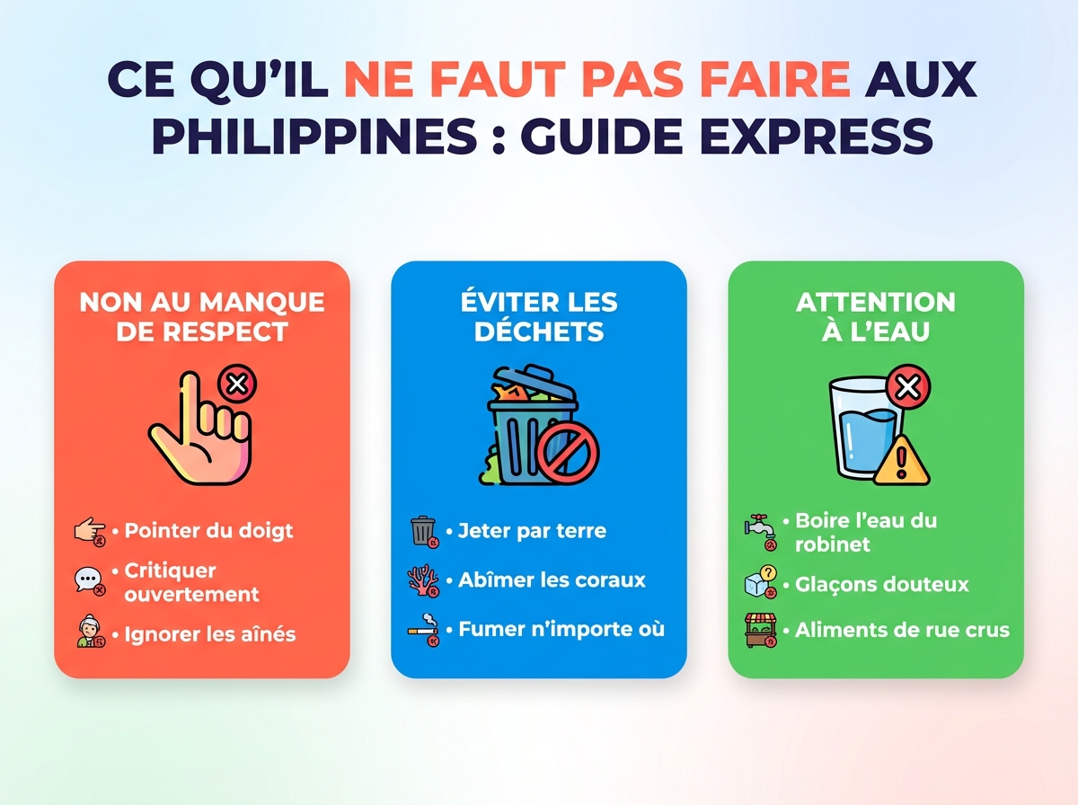 Infographie cheat sheet : Ce qu'il ne faut pas faire aux Philippines : guide express