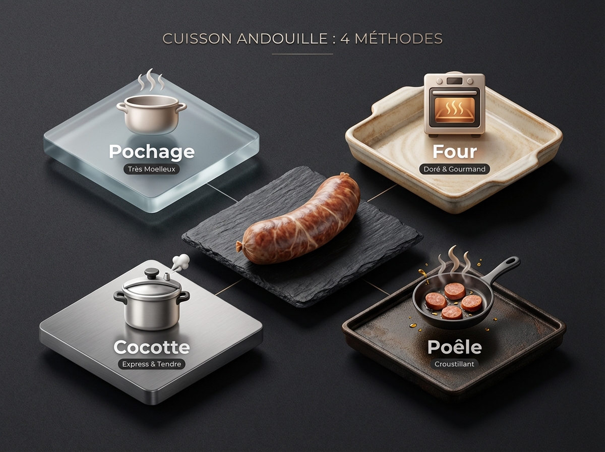 Infographie : Comment cuire une andouille : méthodes et temps de cuisson